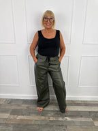 Wide leather trousers