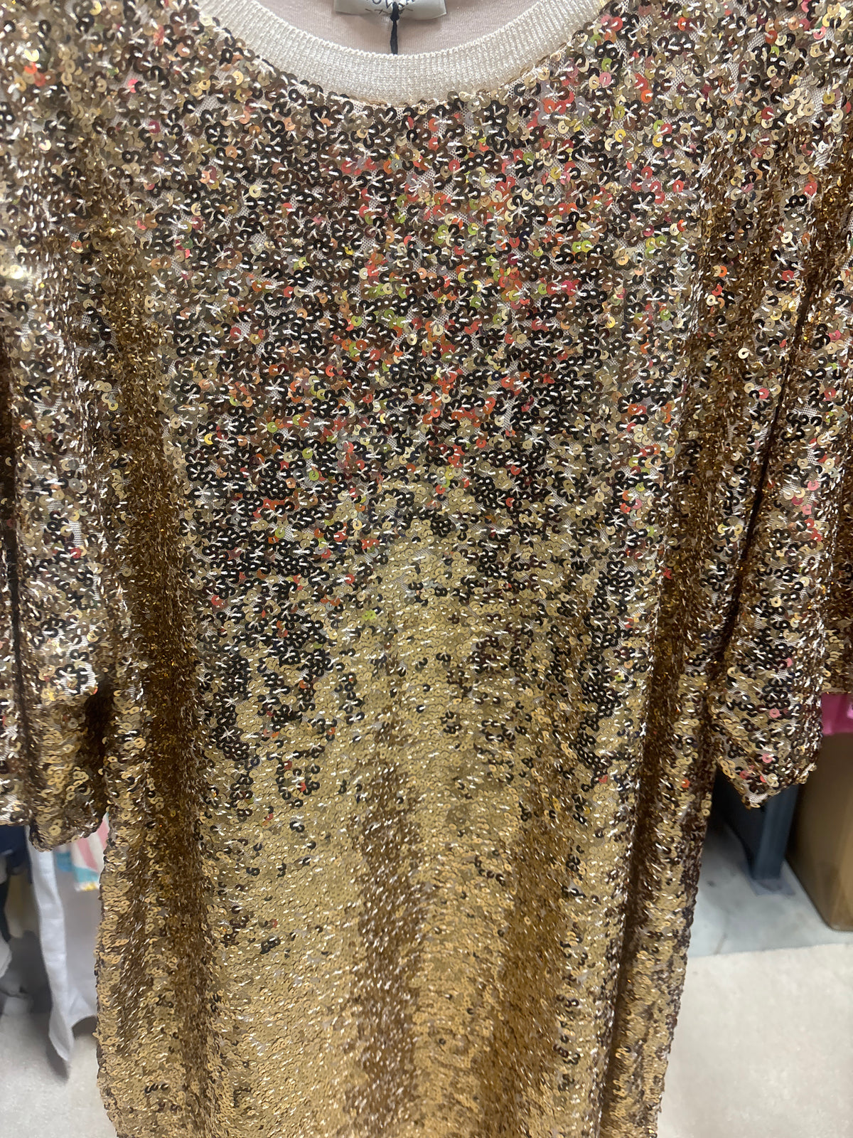 Gold sequin swing dress