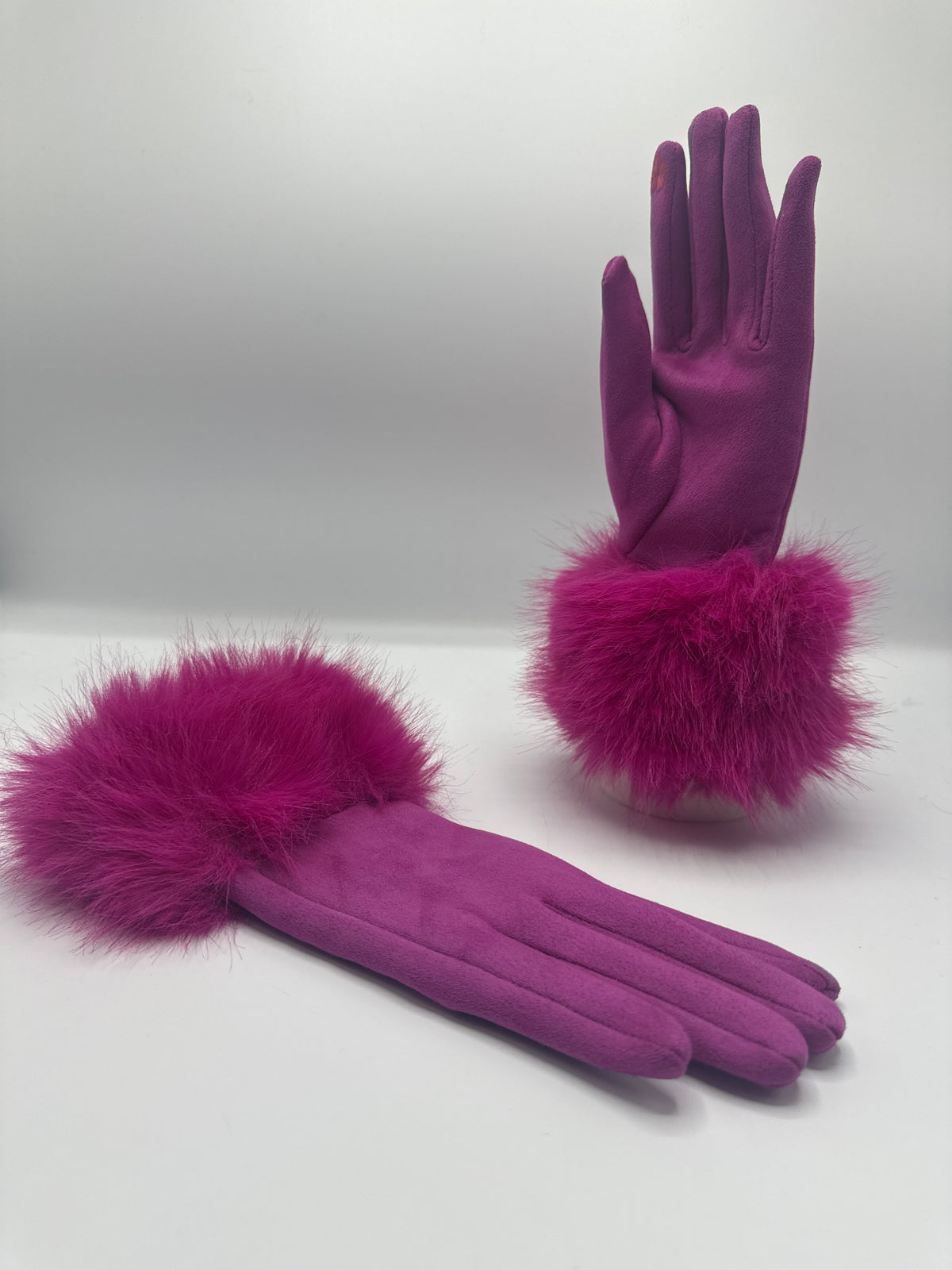 Fur cuff gloves