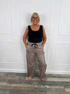 Wide leather trousers