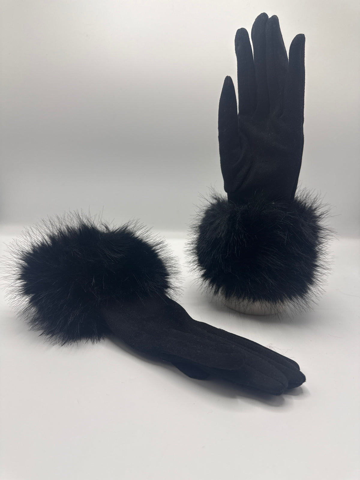 Fur cuff gloves