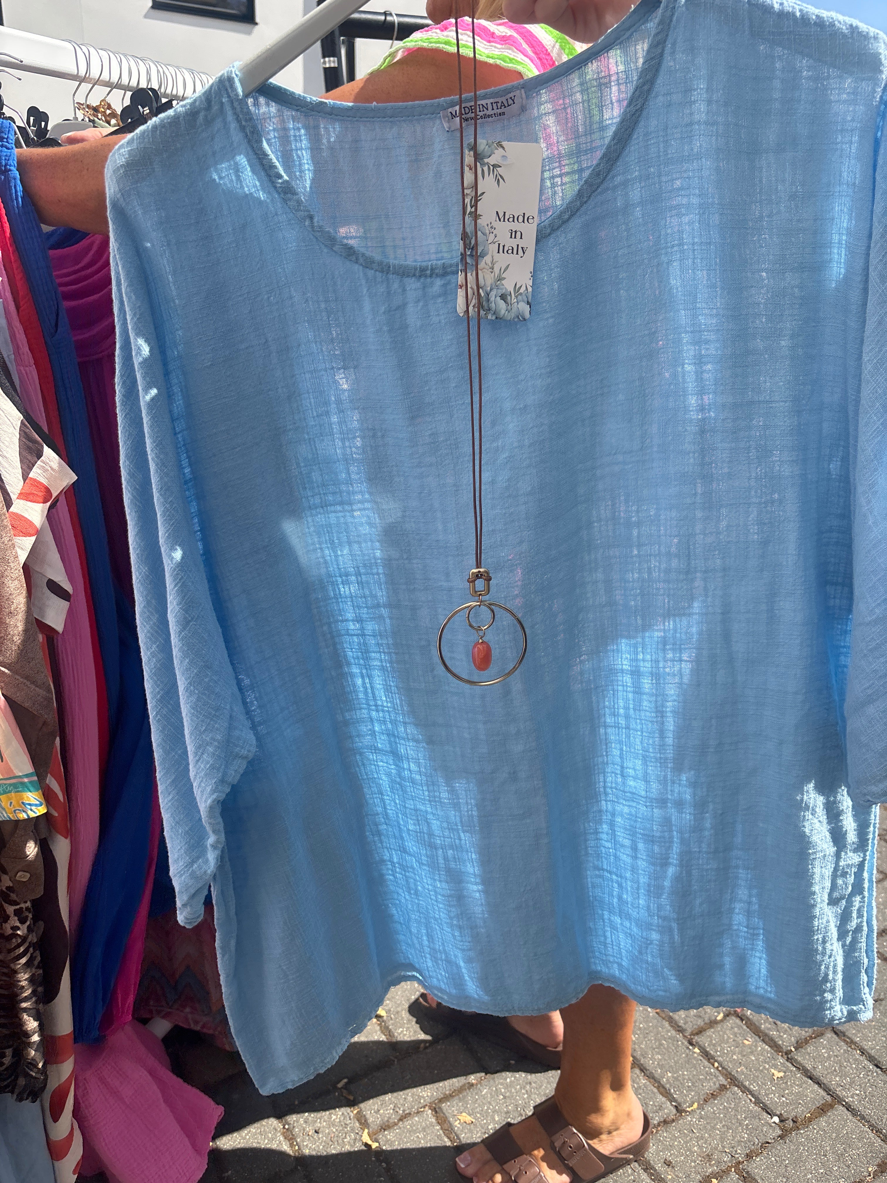 Blue linen top